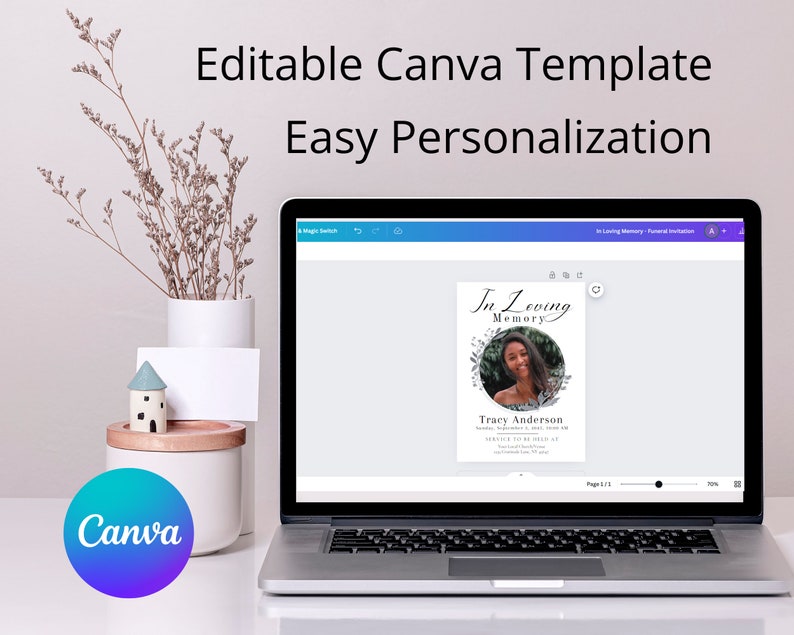 Editable Funeral Announcement Template - Instant Download Canva Design ...