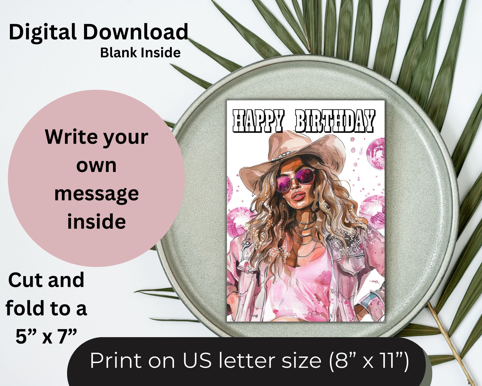 PRINTABLE Beyonce Inspired Birthday Card - Instant Digital Download ...