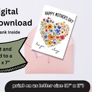 Muttertag 2025 Karte zum Muttertag, süße Blume Muttertag Karte, sofort digitaler Download, 13x18cm, minimalistische Karte für Mama, Karte zum Muttertag, 2025