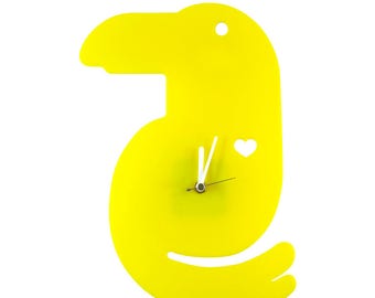Yellow Toucan Wall Hanging Clock
