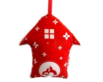 Red Print Partridge Birdhouse HOLIDAY ORNAMENT