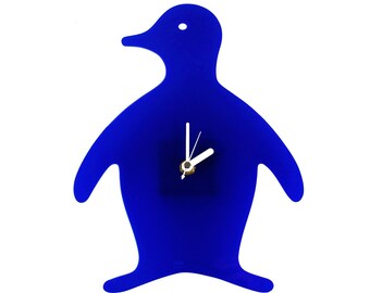 Navy Blue Penguin Wall Hanging Clock
