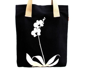 SALE Black Orchid Shoulder Tote Bag