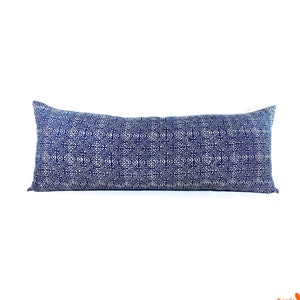 Hmong Hand Block Batik Indigo Long Lumbar Zipper Pillow - Bohemian Long Lumbar Pillow