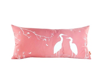 Rose Pink  Egret Lovers in the Swamp Rectangle Pillow