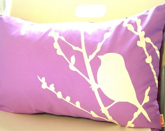 Limited Time Sale Lavender Bird on Cherry Blossom Pillow