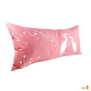 Rose Pink Egret Lovers in the Swamp Rectangle Pillow image 3