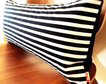 Black & White Stripes Pattern Rectangle Pillow