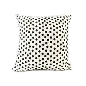 Black Polka Dot Pillow Cover: Oatmeal Cotton, 18-inch Square