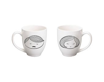 Limited Edition Combo Deal Couple Mugs Set of 2 with a City in the Sky Tea Towel and a Card in a Sturdy Gift Box