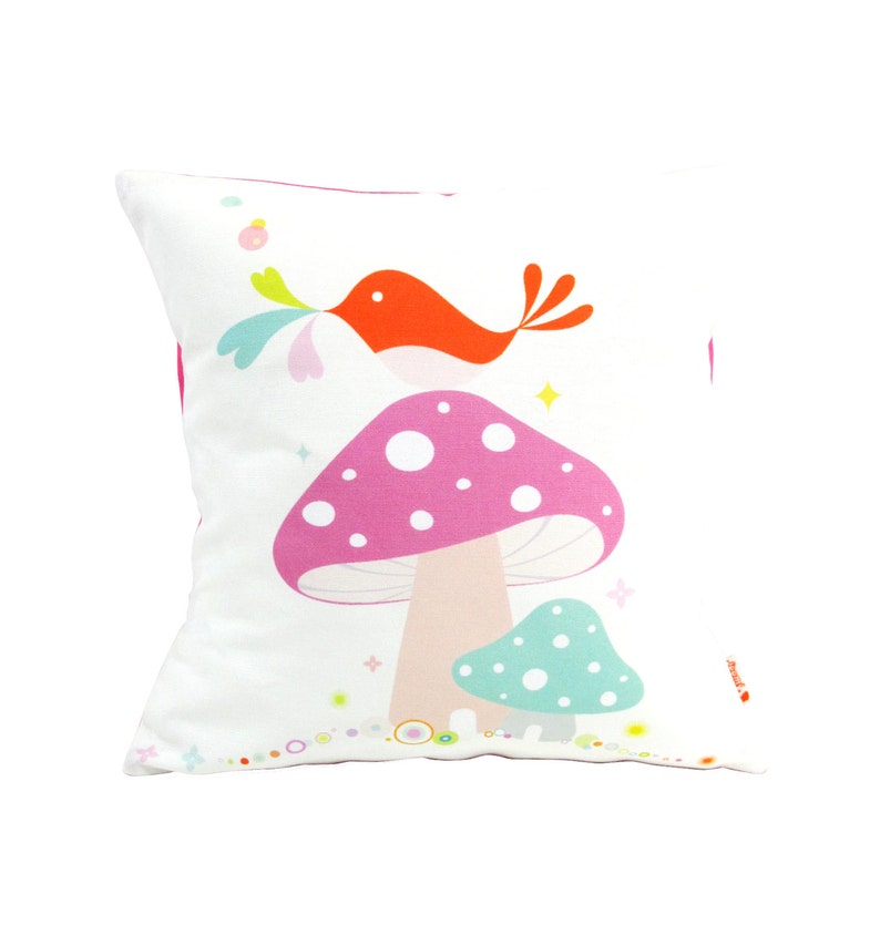 Limited Edition Birdie on a Mushroom 13 Inches Square Pillow image 3