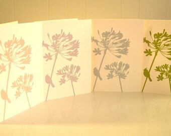 Cardinal on Agapanthus Cards- Set of 4