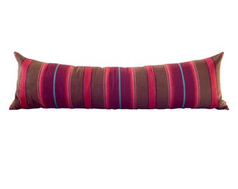 Cuscino lombare lungo in canapa a righe Tribe - Cuscino in lino Boho da 14" x 48".