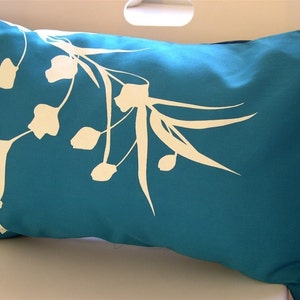 SALE-Teal Hummingbird with Eucalyptus Rectangle Pillow image 5