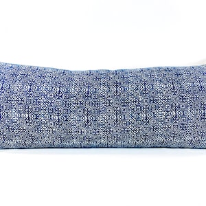 Hmong Hand Block Batik Indigo Long Lumbar Zipper Pillow Bohemian Long Lumbar Pillow image 2