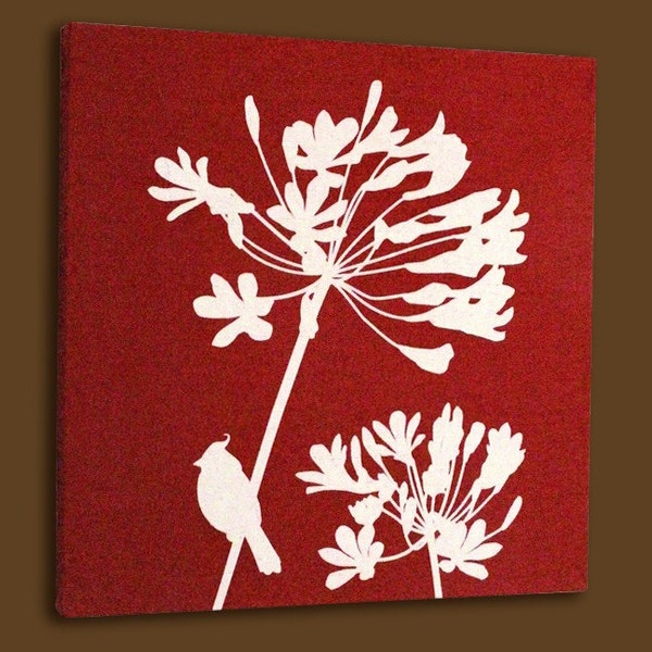 Red Cardinal on Agapanthus Wall Art