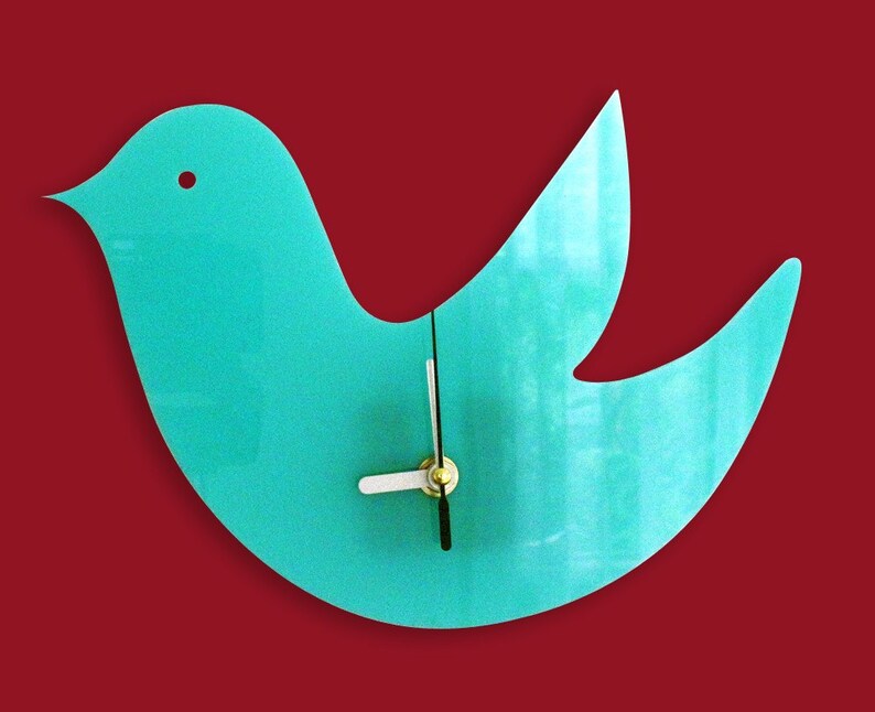 Mint Green Birdie Wall Hanging Clock Etsy