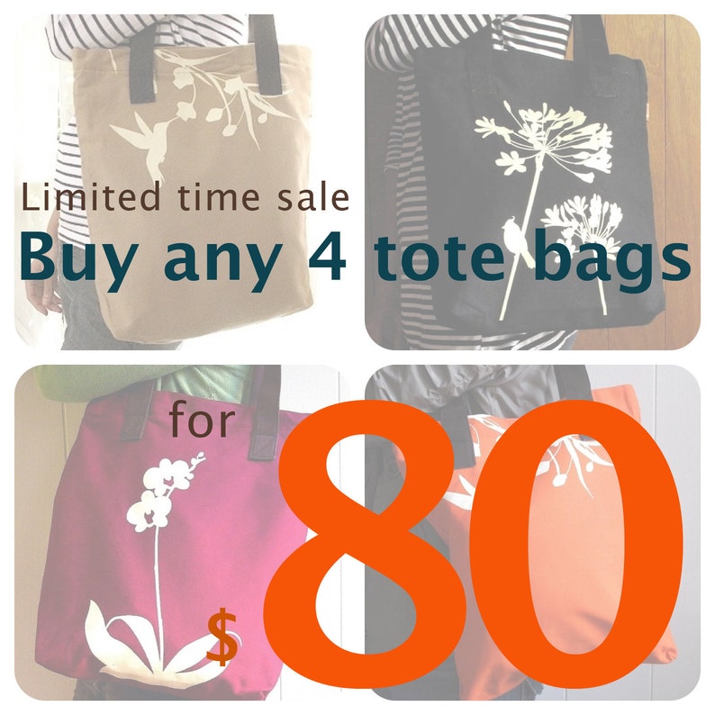 Tote Bag Sale Pick Any 4 Tote Bags for 80.00 Etsy