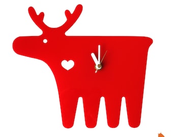 Red Moose Wall Hanging Clock