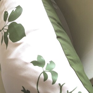 Olive green Print on Off white Flying By Rectangle Pillow image 4