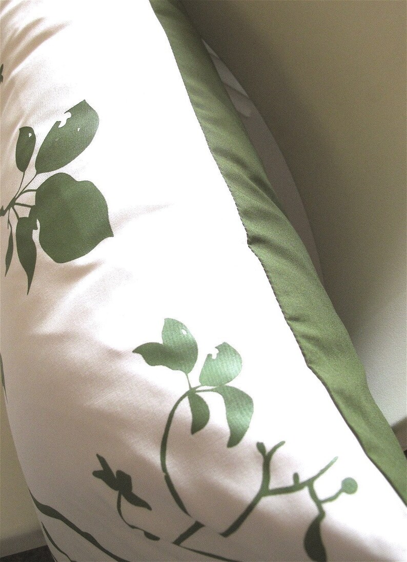 Olive green Print on Off white Flying By Rectangle Pillow image 4