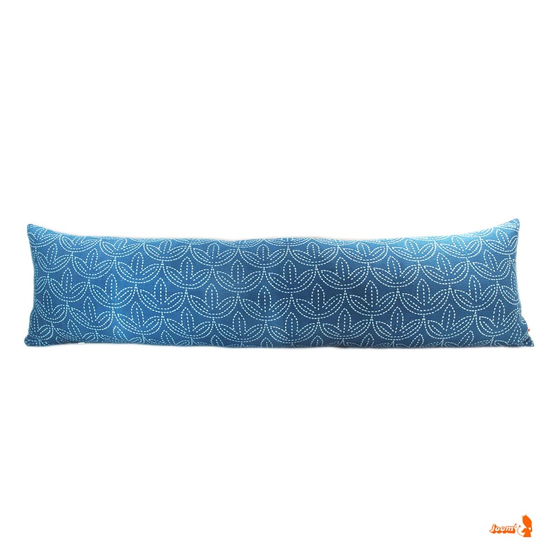 Faded Blue Sashiko Stitch Pattern Long Lumbar Zipper Pillow image 1