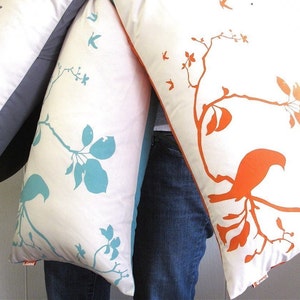 Olive green Print on Off white Flying By Rectangle Pillow image 5