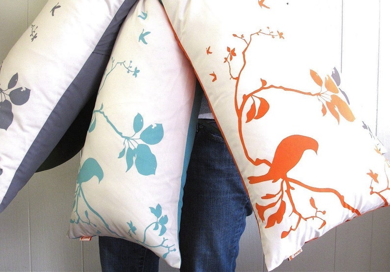 Olive green Print on Off white Flying By Rectangle Pillow image 5