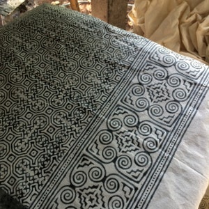 Hmong Hand Block Batik Indigo Long Lumbar Zipper Pillow Bohemian Long Lumbar Pillow image 9