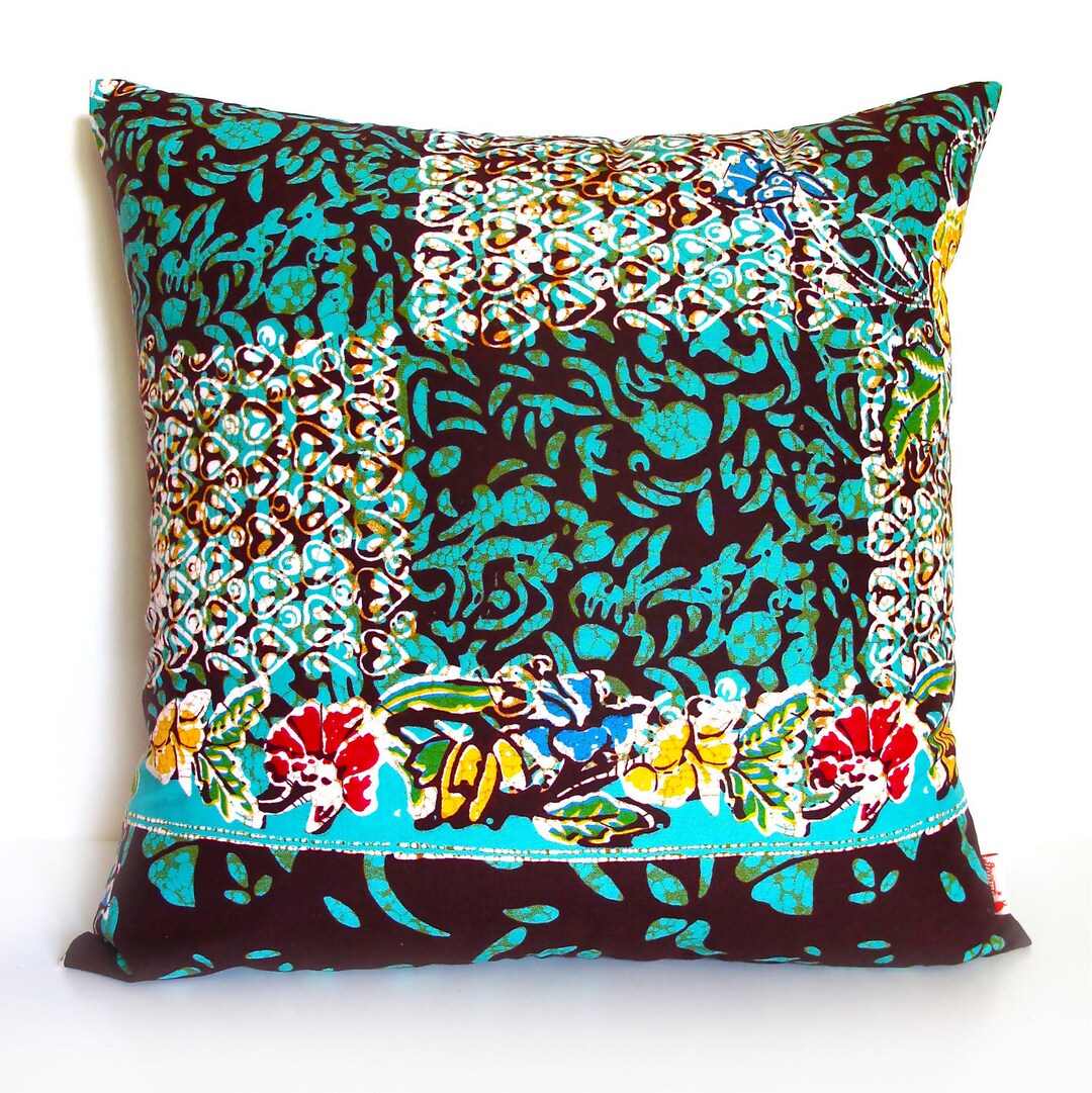 Green - Set of 2 Hand Batik Print Cotton Pillow Covers 13