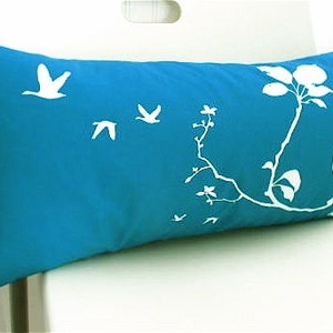 Teal Flying By Rectangle Pillow image 3