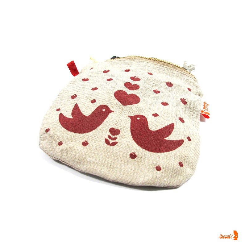 Lovebirds Linen Zipper Pouch image 5