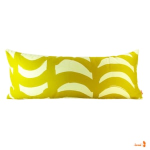 Modern Mustard Yellow Brush Strokes Pattern Cotton Linen Lumbar Pillow