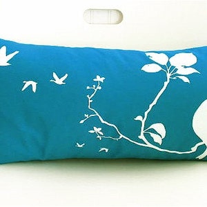 Teal Flying By Rectangle Pillow image 2