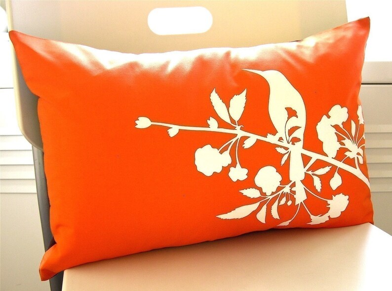 Limited Time Sale Orange Blooming Blossom Rectangle Pillow image 2