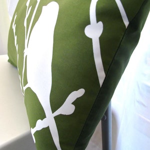 Grass Green Bird on Cherry Blossom Rectangle Pillow image 5