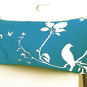 Teal Flying By Rectangle Pillow image 1