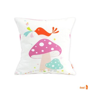 Limited Edition Birdie on a Mushroom 13 Inches Square Pillow image 1