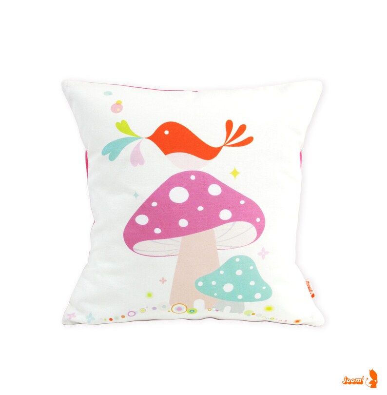 Limited Edition Birdie on a Mushroom 13 Inches Square Pillow image 1