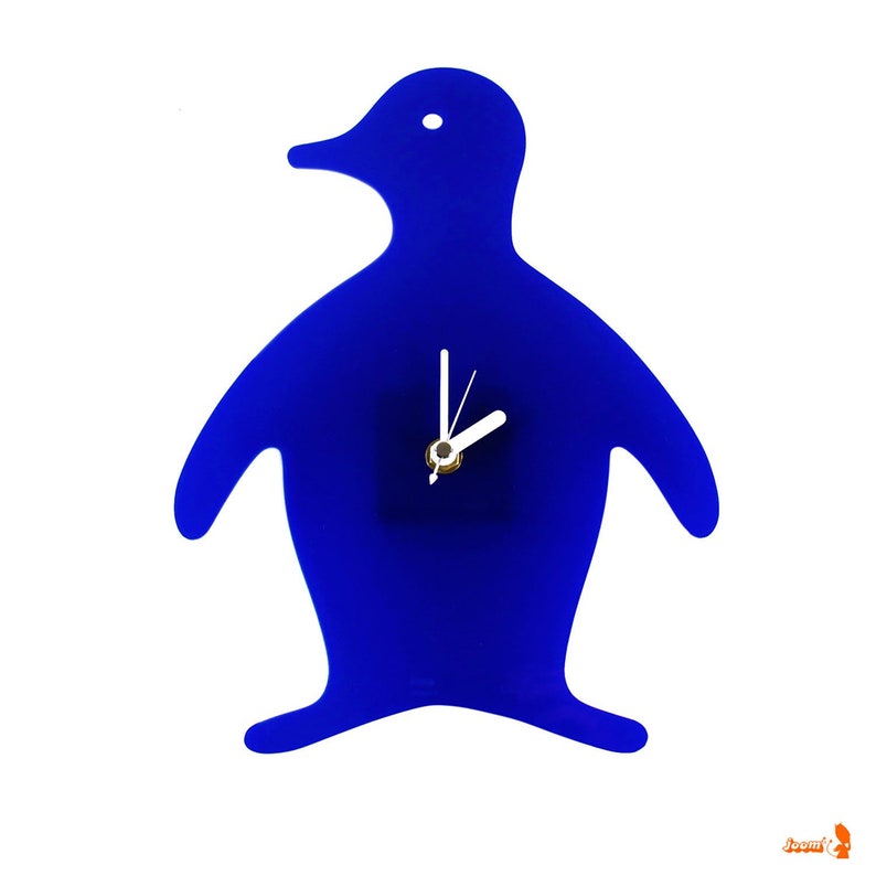 Navy Blue Penguin Wall Hanging Clock