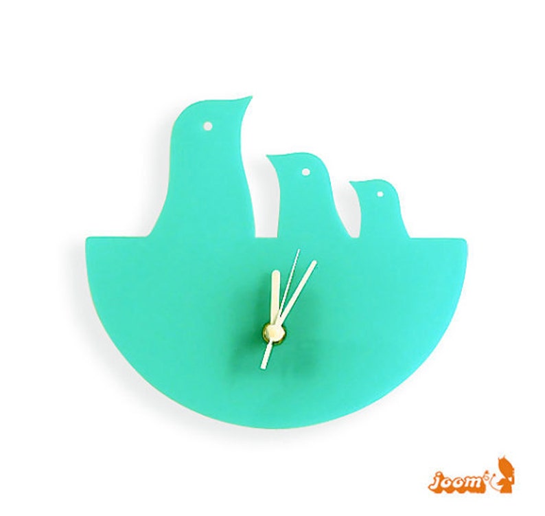 Mint Green Bird Nest Hanging Clock Etsy