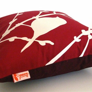 Red Bird on Cherry Blossom Mini 10.5 Inches Square Pillow image 7