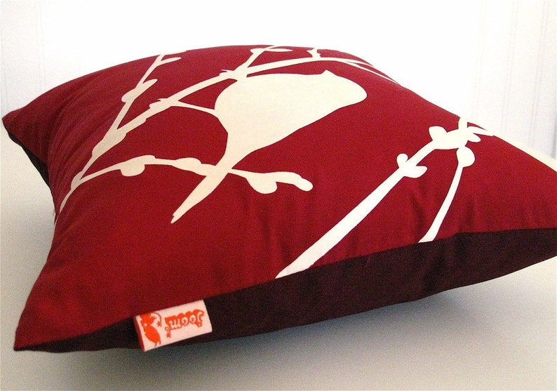 Red Bird on Cherry Blossom Mini 10.5 Inches Square Pillow image 7