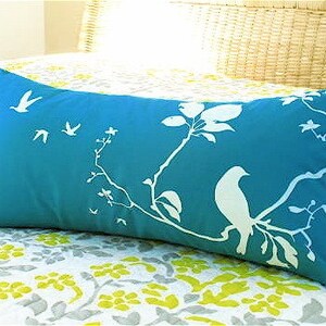 Teal Flying By Rectangle Pillow image 5