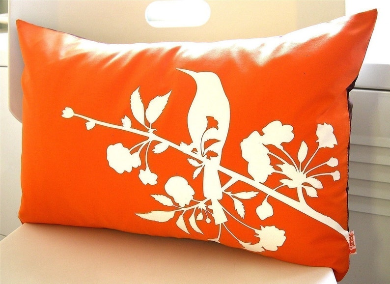 Limited Time Sale Orange Blooming Blossom Rectangle Pillow image 1