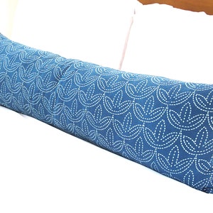 Faded Blue Sashiko Stitch Pattern Long Lumbar Zipper Pillow image 8