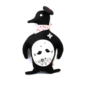 Schwarze Pinguin Plüsch Kissen