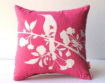 Hot Pink  Blooming Blossom-Mini 10.5 Inches Square Pillow