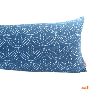 Faded Blue Sashiko Stitch Pattern Long Lumbar Zipper Pillow image 4