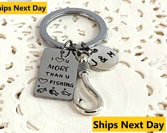 Fishing gift Husband Anniversary Present Fishing Keychain Boyfriend Gift Anniversary Dating gift Valentine's Day  Gift for Dad Gift for Him